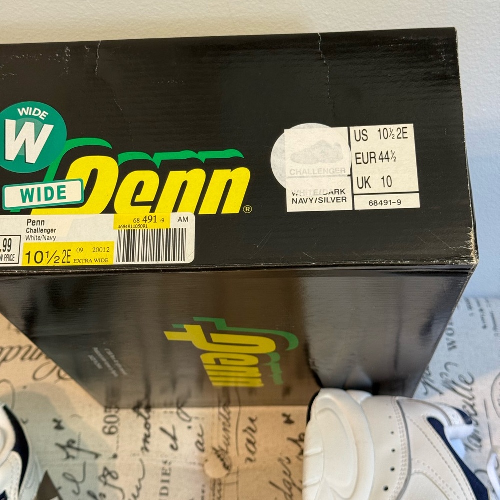 Men's NWT "PENN" White and Navy X-wide Athletic Shoes with Cushioned Sole - Picture 6 of 6